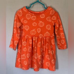 Cat & Jack Orange Pumpkin Patterned Dress Girls 2T